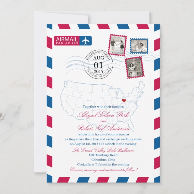 Convites Ohio Airmail | CASAMENTO (Frente)