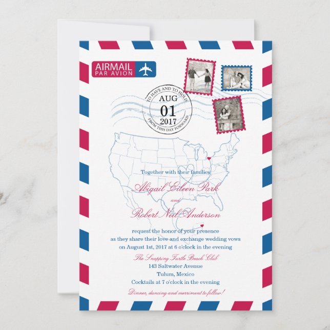 Convites Ohio to Mexico Airmail | CASAMENTO (Frente)