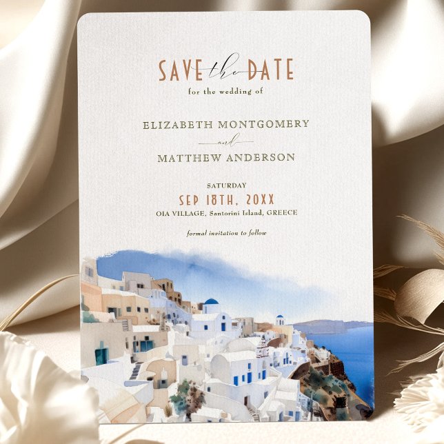 Convites Oia Village Santorini Salva A Data Casamento Itáli (Criador carregado)
