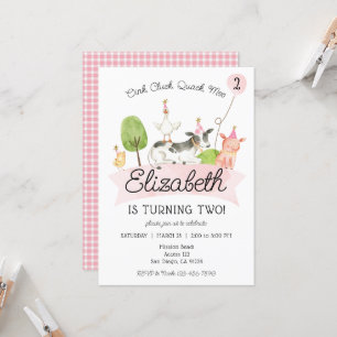 Convites Oink Baa Quack Moo Girls Barnyard Festa de anivers