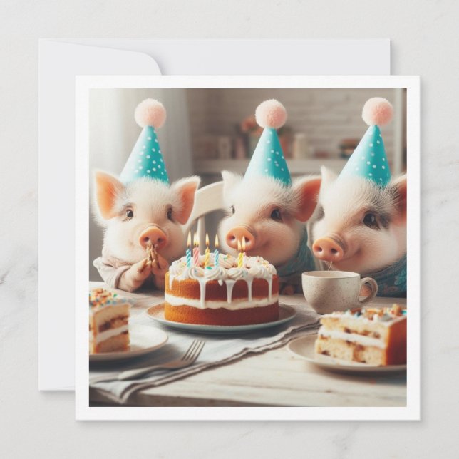 Convites Oink! Oink! Chamando todos os animais de festa, co (Frente)