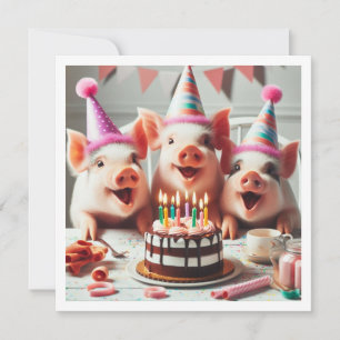 Convites Oink! Oink! Chamando todos os animais de festa, co