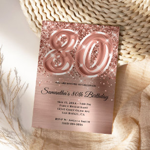 Convites Oitavo Aniversário de 80 Anos Glamouroso Dourado R