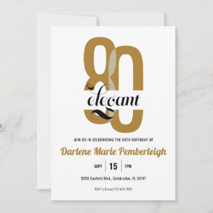Convites Oitenta e Dourada Festa de aniversário Negra Elega