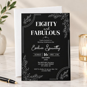 Convites Oitenta e Fabuloso Floral 80º Aniversário