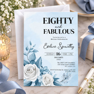 Convites Oitenta e Fabuloso Floral Aniversário de 80 Anos F