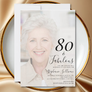 Convites Oitenta e Fabuloso Foto Aniversário de 80 anos