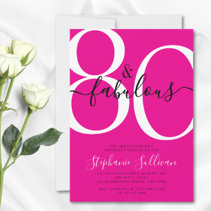 Convites Oitenta e Fabulosos 80 Anos de Aniversário Rosa
