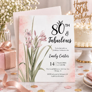 Convites Oitenta & Fabuloso Aquarela Floral Aniversário de