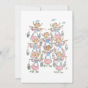 Convites Oito Criadas Ordenhando