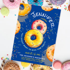 Convites Oito Doce | 8ª Cor Do Donut Colorida Azul