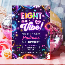 Oito é um aniversário da Vibe 8th Retro Neon Glow 