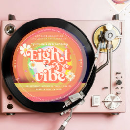 Convites Oito é um vibe Groovy Retro Vinil 8º rancho