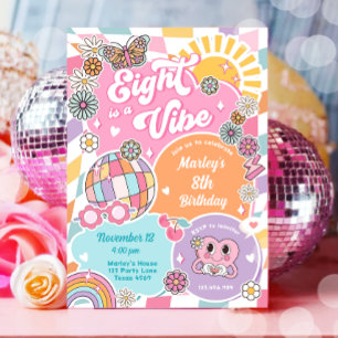 Convites Oito é um Vibe Retro Preppy Varsity Birthday