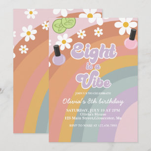 Convites Oito é uma vibe Spa Arco-íris 8º Aniversário