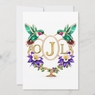 Convites OJL Beija-flor Casamento Qualquer Letras Personali