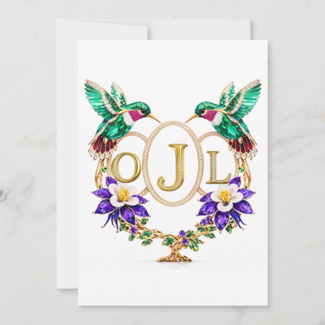 Convites OJL Hummingbird Wedding Any Letters Custom CO (Frente)