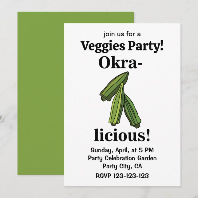 Convites Okra Legume Vegetais  (Frente/Verso)