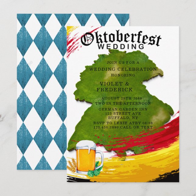Convites Oktoberfest Alemanha Mao Wedding Celebration (Frente/Verso)