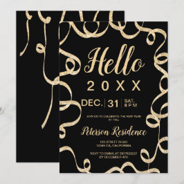 Convites Olá, 2020, fita festiva com brilho de ouro, ano no