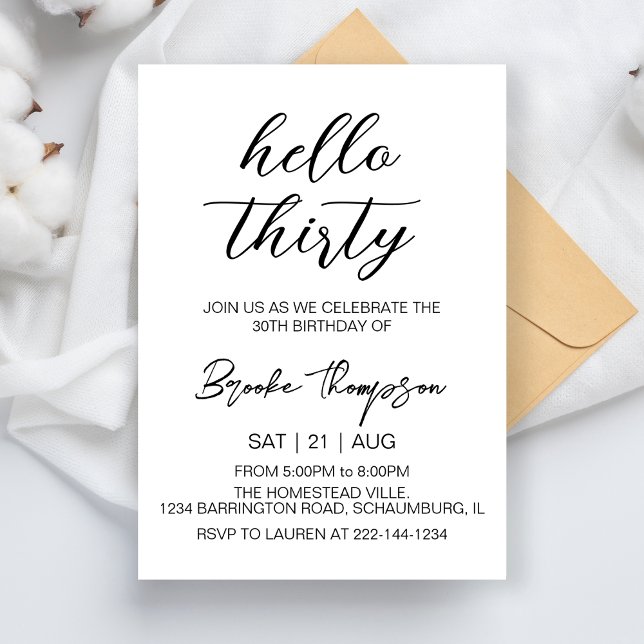 Convites Olá, 30 aniversário de 30 anos (Criador carregado)