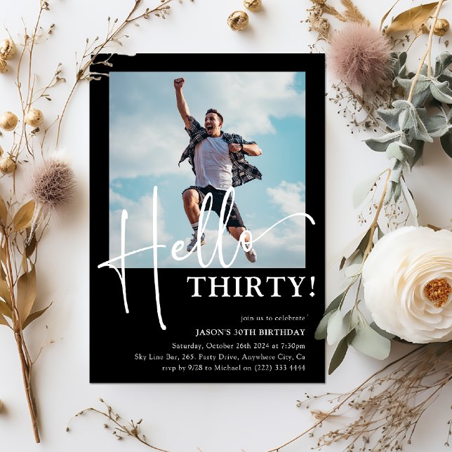 Convites Olá, 30! Partido aniversário de 30 anos mínimo (Criador carregado)