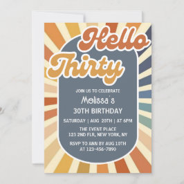 Convites Olá, 30 retro Sun Groovy Wave Aniversário