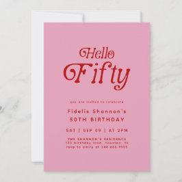 Convites Olá 50 Moderno Retro 50º Aniversário