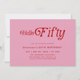 Convites Olá 50 Moderno Retro 50º Aniversário