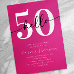 Convites Olá, 50 Quinésima Festa de aniversário<br><div class="desc">🎉 Convidar amigos e família para comemorar numa 50ª festa de aniversário com este convite divertido. Todos os produtos são criados pela Zazzle e enviados para sua porta onde quer que você esteja no mundo. Clique no ícone do caminhão pequeno para ver quando eles podem entregar 🚚 Se você precisar...</div>