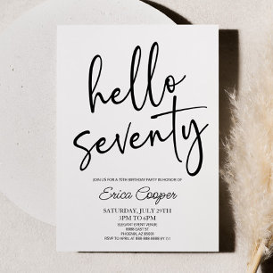 Convites Olá, 70, Festa de aniversário Elegante mínima de 7