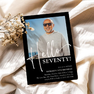 Convites Olá, 70! Festa de aniversário mínima de 70