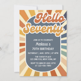 Convites Olá, 70 Retro Sun Groovy Wave 70, Aniversário