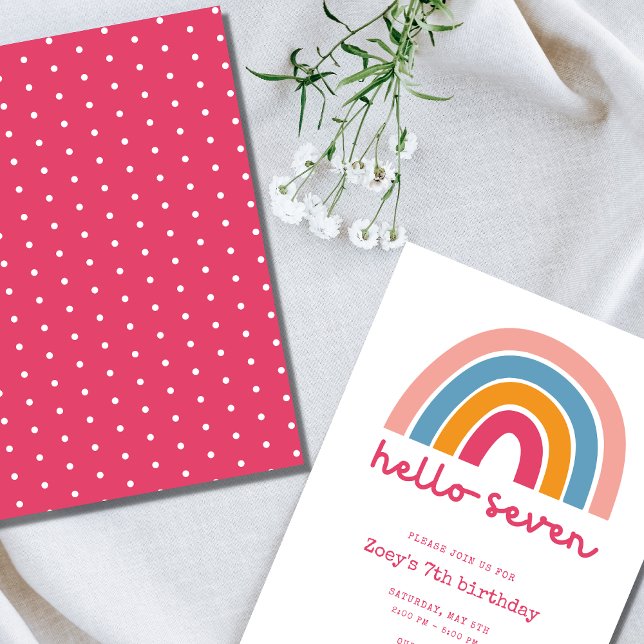 Convites Olá, Aniversário do 7 do Sete Arco-Íris (Criador carregado)