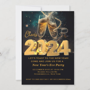 Convites Olá Ano Novo Ouro Preto Moderno Personalizado Adic