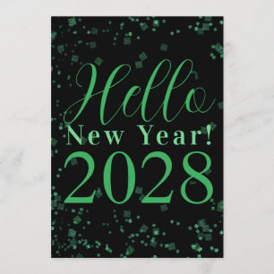 Convites Olá Ano Novo! Véspera de Ano Novo Verde Preto Bril