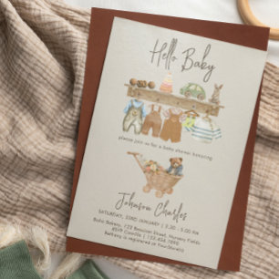 Convites Olá Baby Boho Nursery Bonito Chá de fraldas Neutro