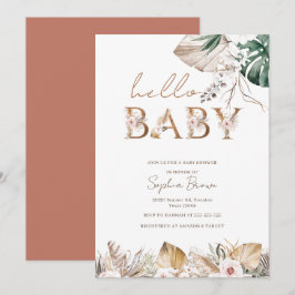 Convites Olá Baby Boho Watercolor Chá de fraldas Floral