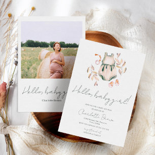 Convites Olá, Baby Boho Watercolor Girl Chá de fraldas