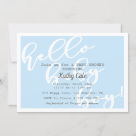 Convites Olá, Baby Boy - Chá de fraldas Moderno Azul