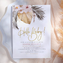 Olá Bebê | Boho Grama Pampas & Palmeira Tropical