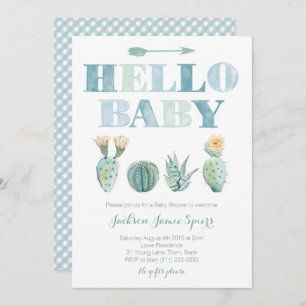 Convites Olá Bebê Caramelo Prickly para o Chá de fraldas