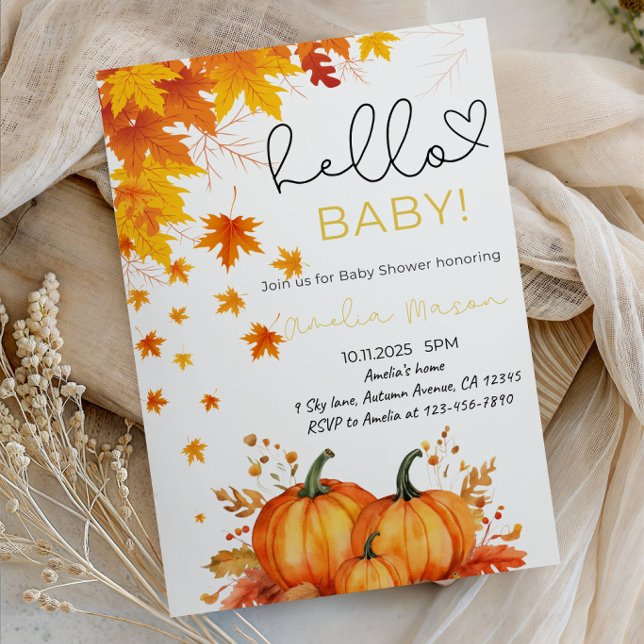 Convites Olá Bebê! Festa de Chá de Bebê de Outono (Criador carregado)