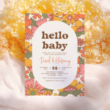 Olá Bebê | Flores Groovy Retro Chá de Bebê Boho