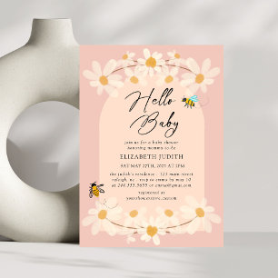 Convites Olá, Chá de fraldas de Bebês Floral Daisy Bees