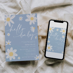 Convites Olá, Chá de fraldas de margarida azul-poeirento