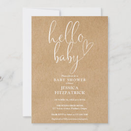 Convites Olá, Chá de fraldas do Baby Script Boho Kraft