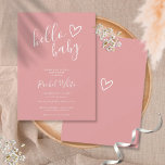 Convites Olá Chá de fraldas Dusty Rosa Pink Baby Girl<br><div class="desc">Um chá de fraldas moderno minimalista que apresenta um coração bonito desenhado à mão e uma tipografia na moda num fundo cor-de-rosa poeirento. Projetado por Thisnotme©</div>