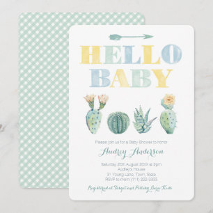 Convites Olá! chá de fraldas Genderless dos cactos do ver