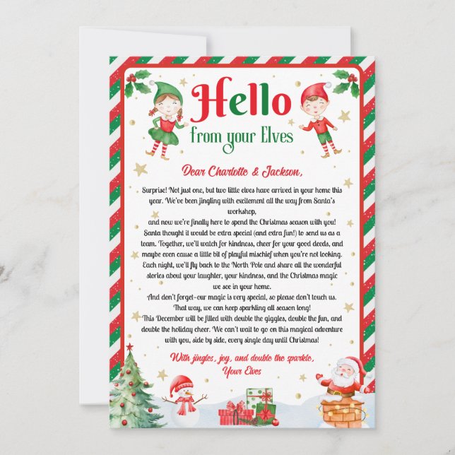 Convites Olá da Carta de Chegada de Natal dos Seus Elfos  (Frente)